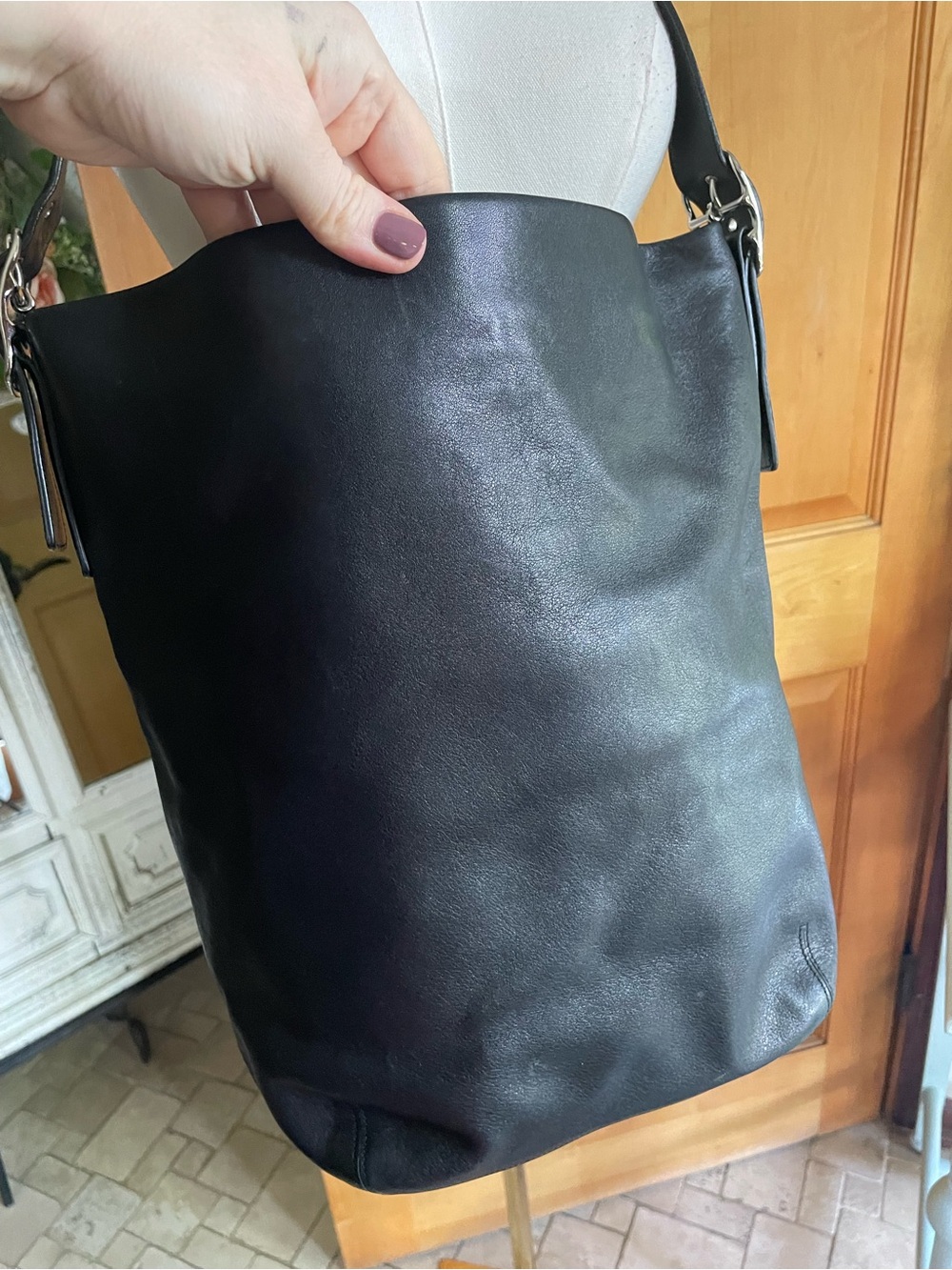 COACH VINTAGE LEGACY 9151 Bucket Tote Black Bag Buttery Soft XL size - Picture 6 of 15